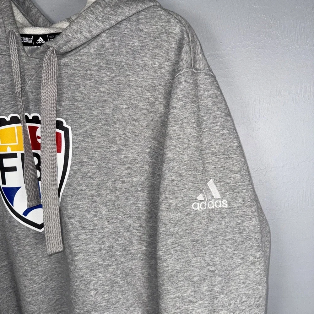 Adidas Hooded Sweatshirt Men's XXL Gray FBU Graphic Pullover